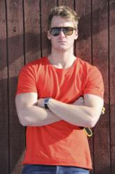 XL Men's Blood Orange Crew Neck. 100% Supima Cotton. Made in America.